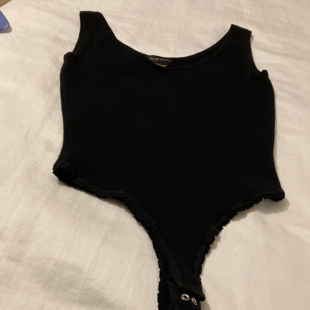 Donna Karan Black Cashmere sleeveless bodysuit